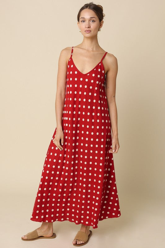 red and white polka dot midi dress Red/Tan Polka Dot Dress – Maura Grace Boutique