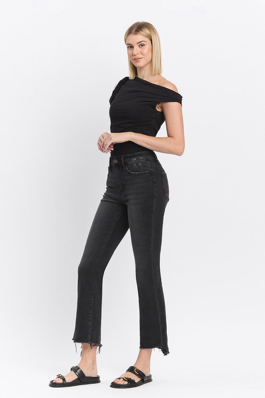 Raw Hem Flare Jeans