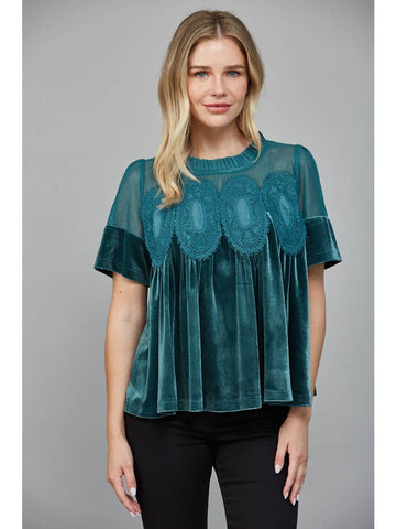 Lace/Velvet Top