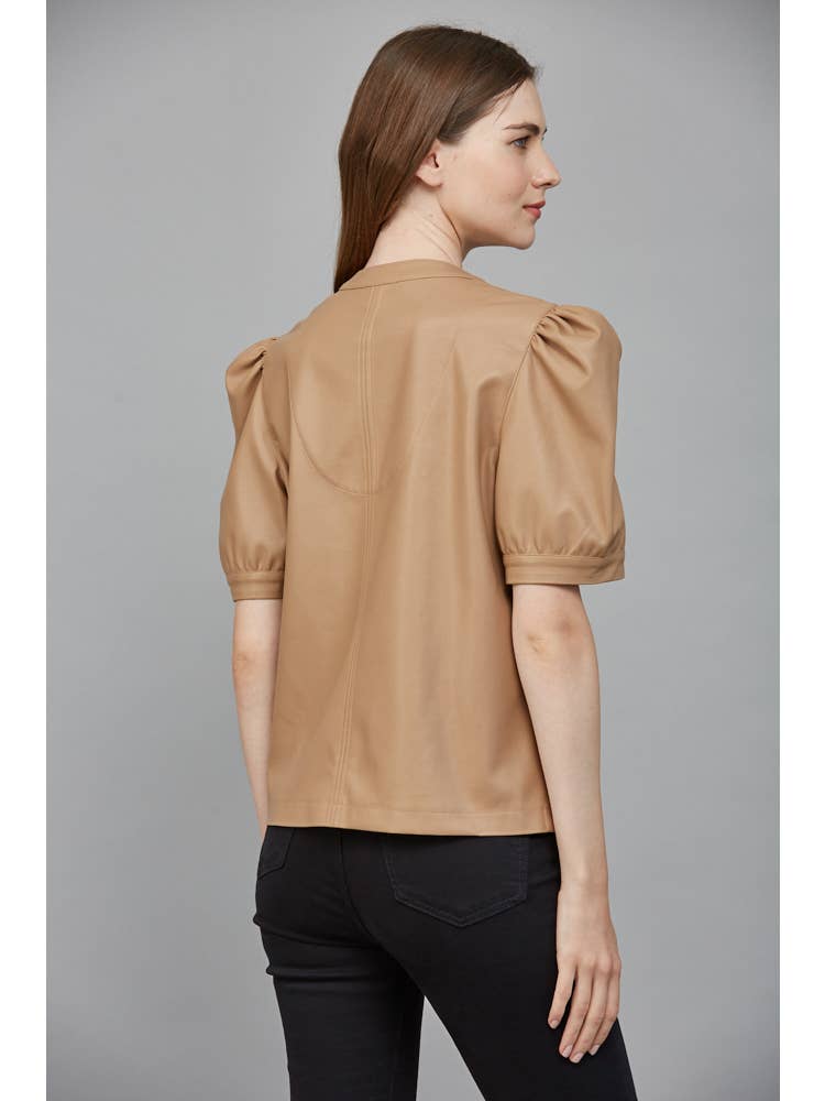 Faux Leather Tan Top