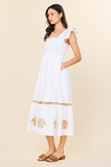 White Mesh Detail Dress