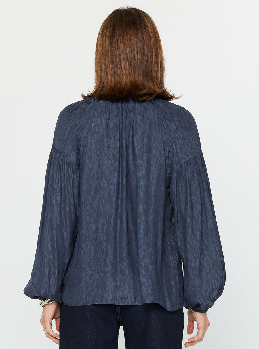 Navy Front Tie Blouse