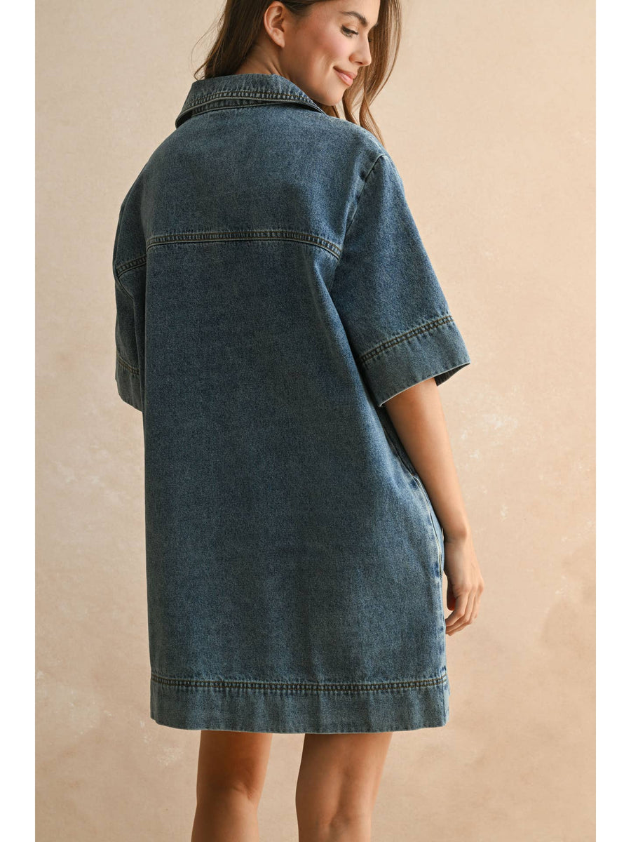 Denim V-Neck Dress