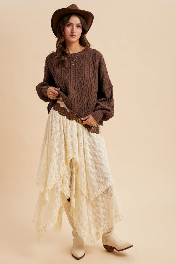 Hazelnut Cable Knit Pullover