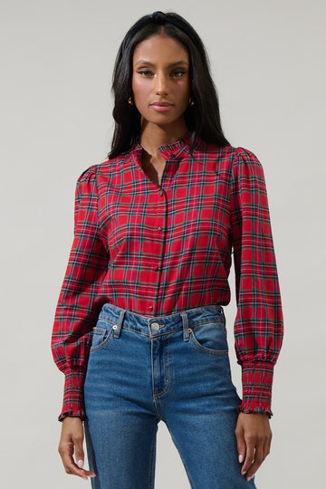 Plaid Button-up Top