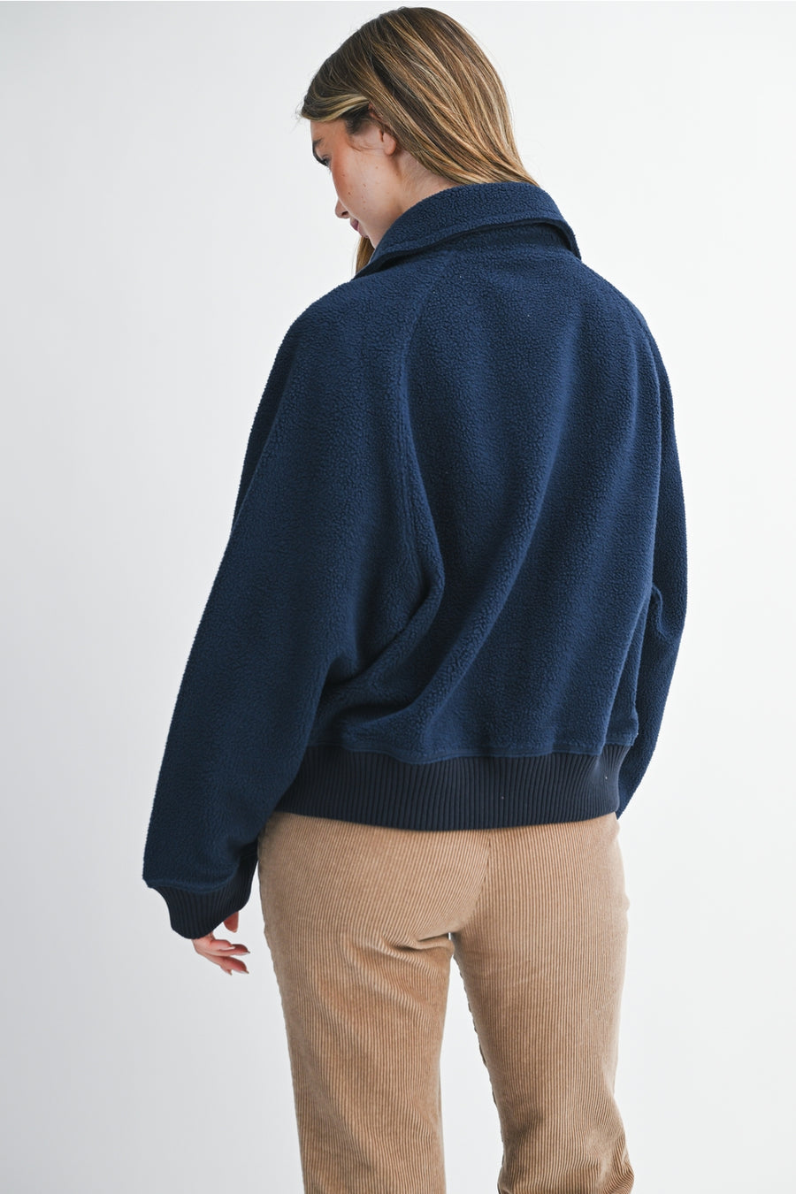 Navy Fleece Button-up