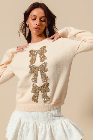 Sequin Bow Sweater
