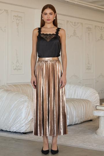 Gold Pleated Skirt