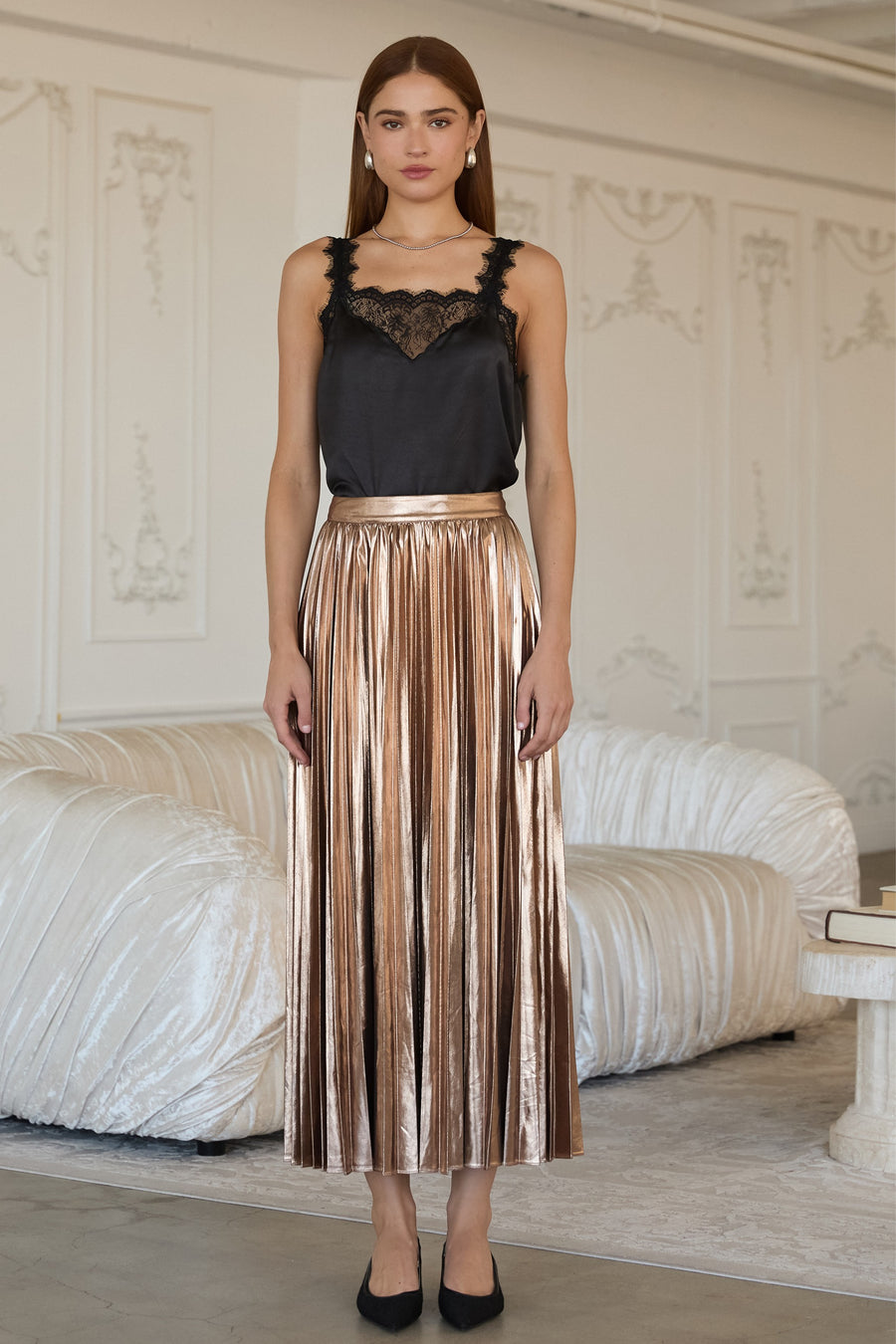 Gold Pleated Skirt