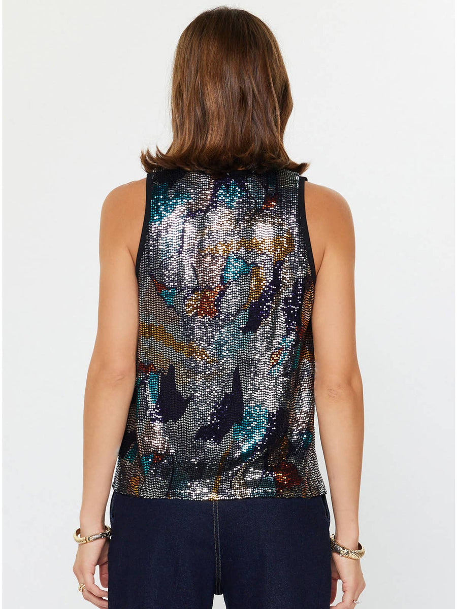 Abstract Metallic Sequin Tank