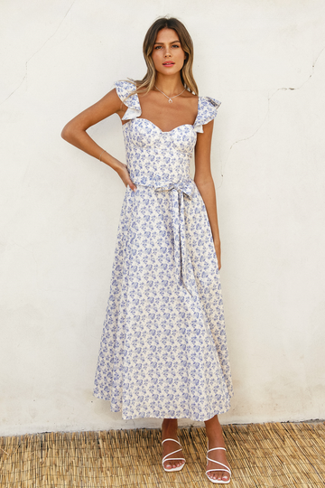 Blue & White Maxi Dress
