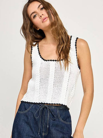 Black+White Crochet Top