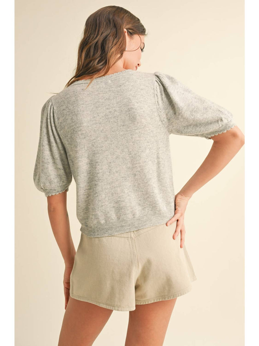 Grey Short Sleeve Cardigan