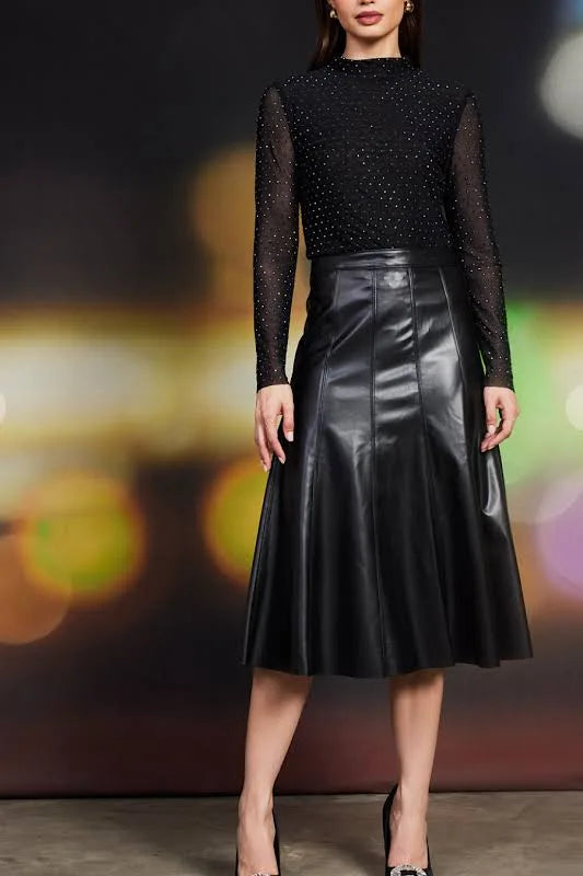 Pleated Leather Skirt