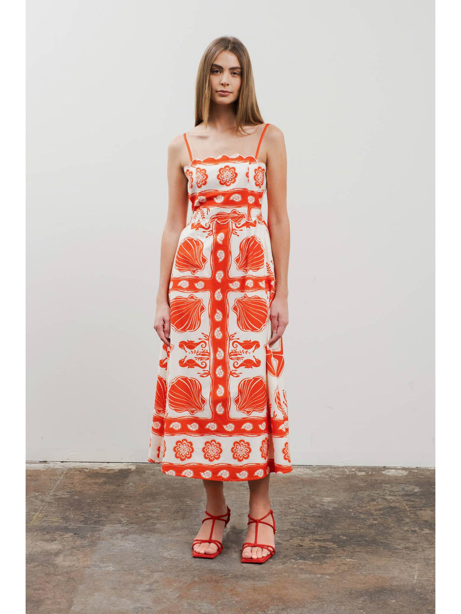 Sea Print Detail Dress