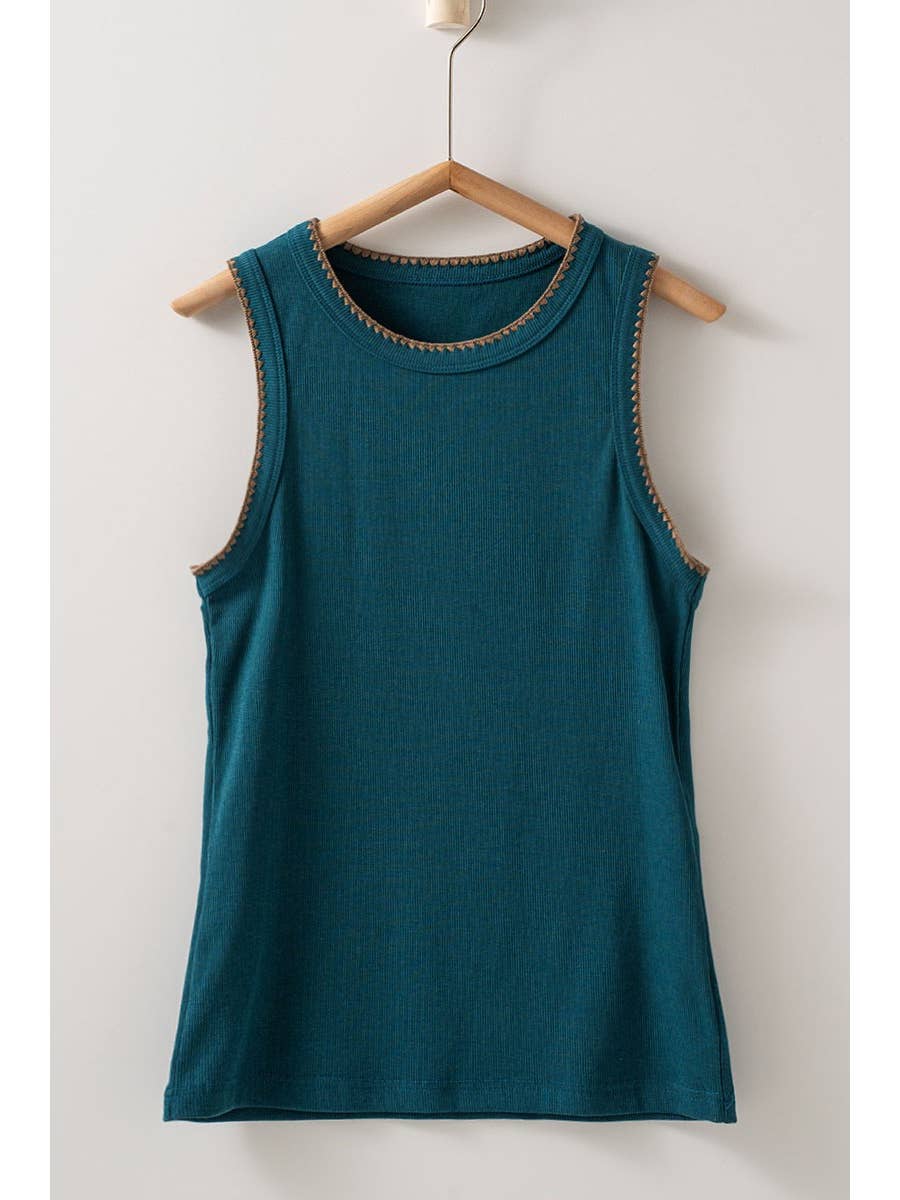 Teal Ribbed Tank