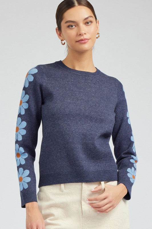 Flower Print Sweater