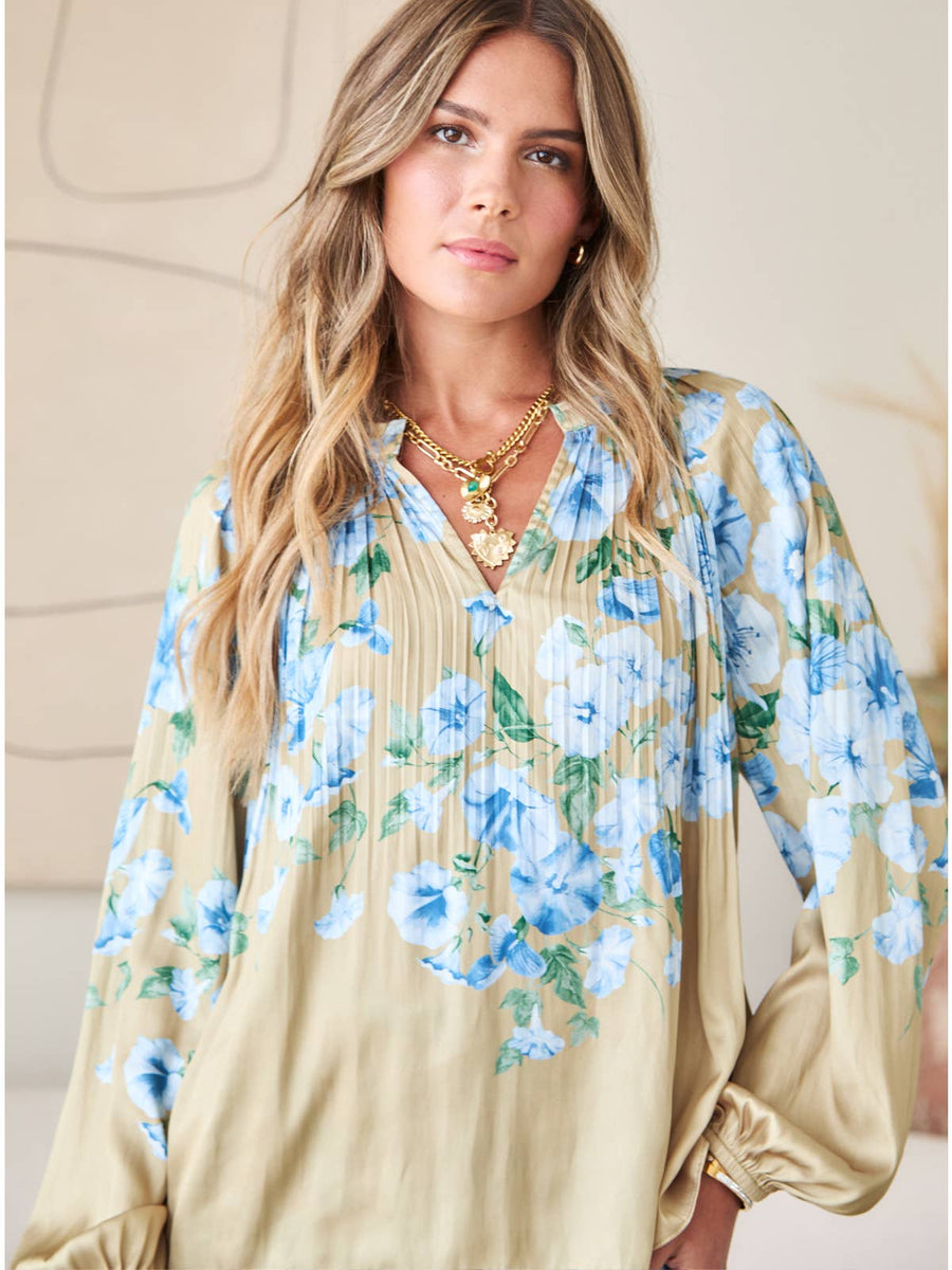 Floral Pleated Blouse