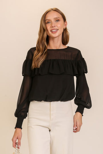 Sheer Long Sleeve Blouse