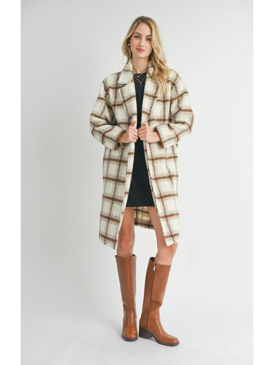 Plaid Long Open Coat