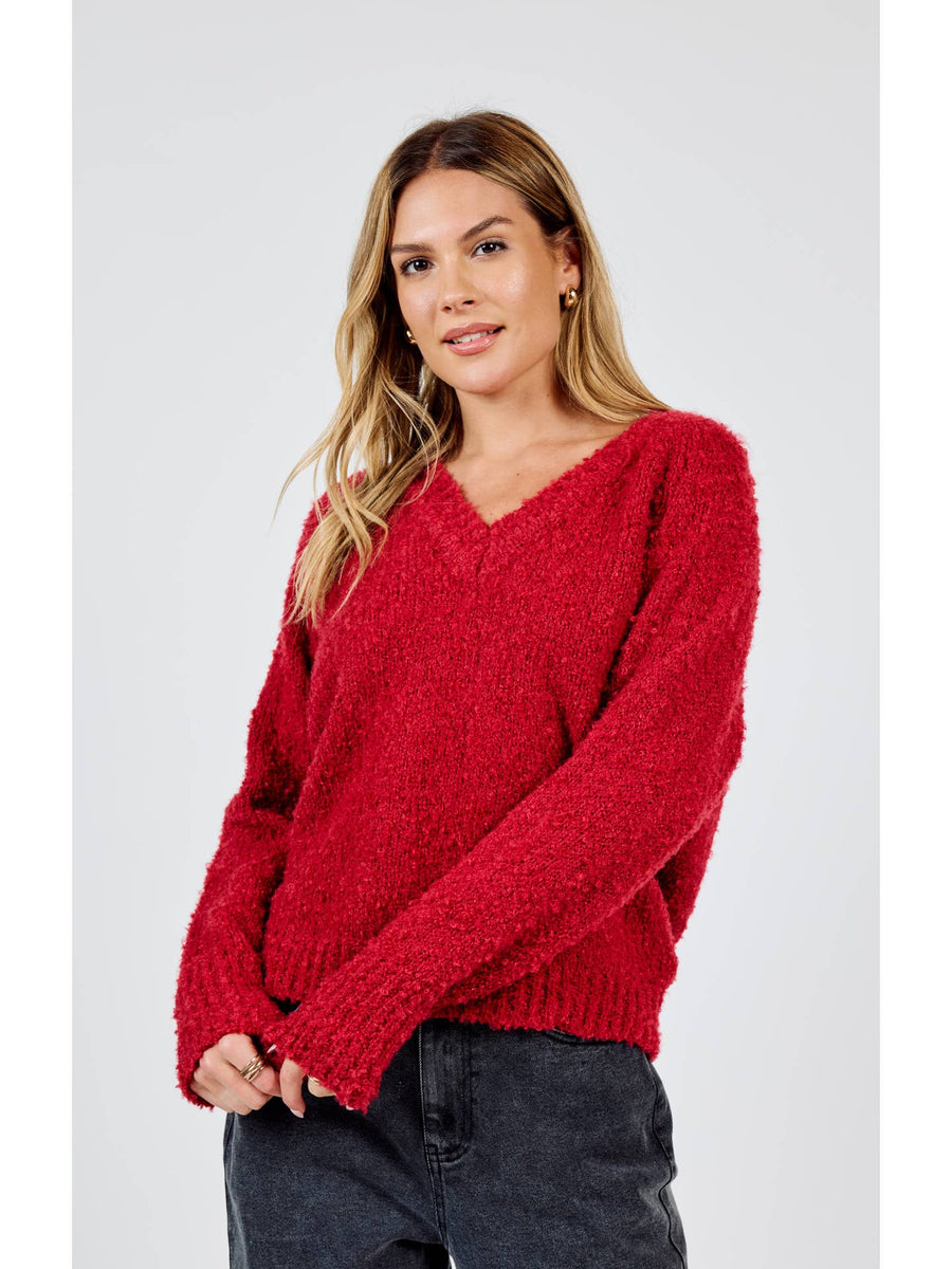 Red V-neck Sweater