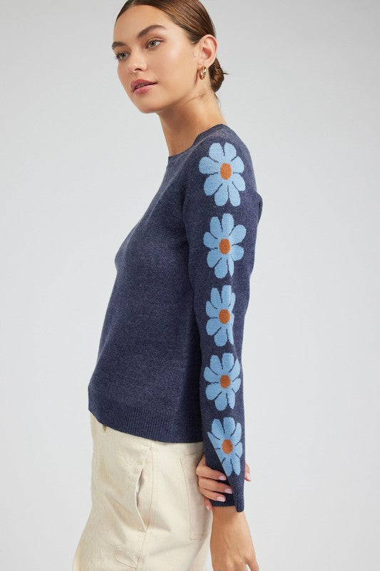 Flower Print Sweater