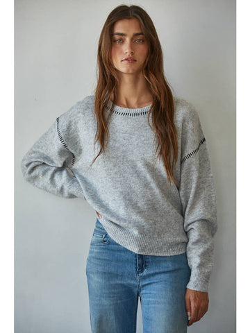Grey Knit Stitch Sweater