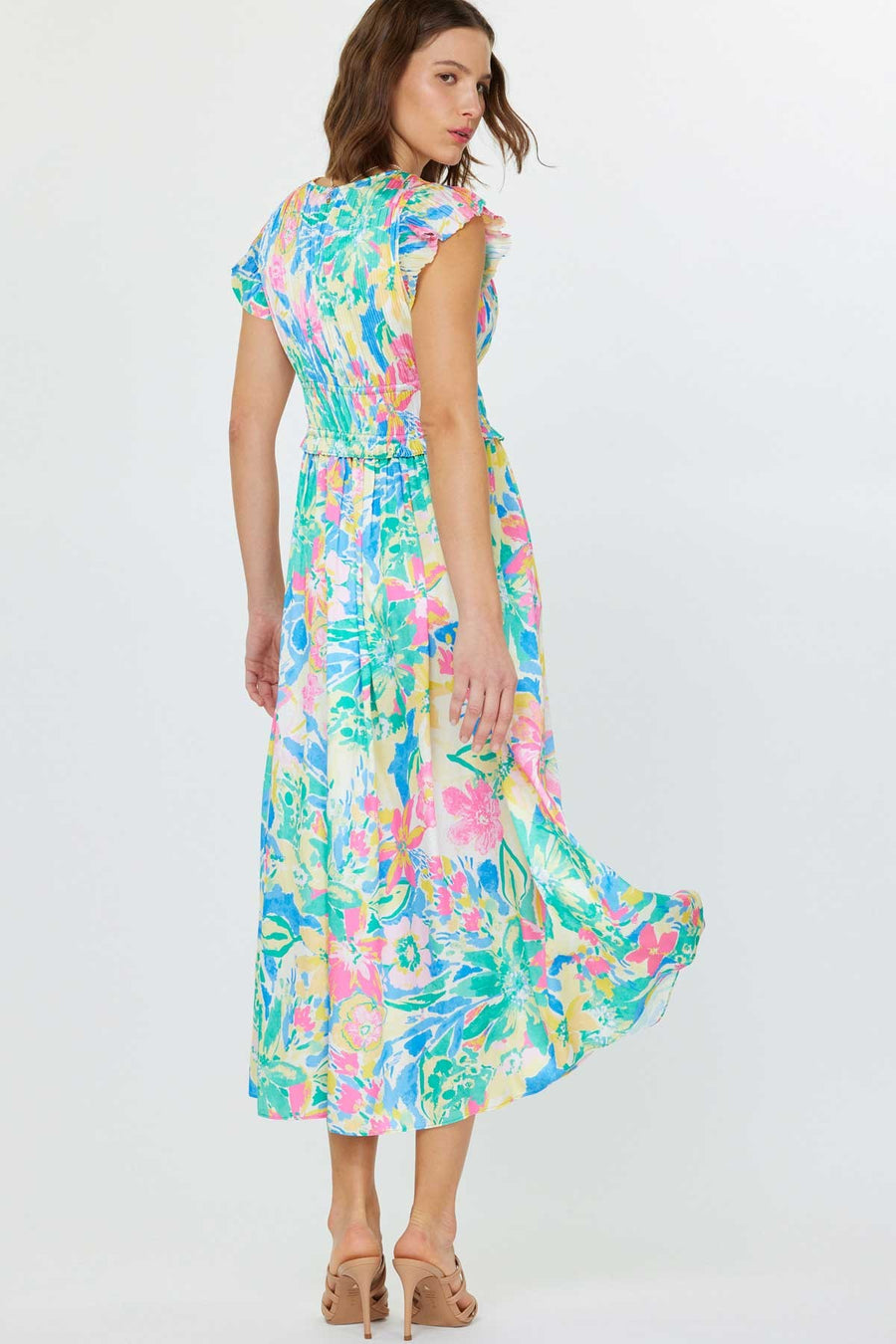 Floral Pleated Long Dress