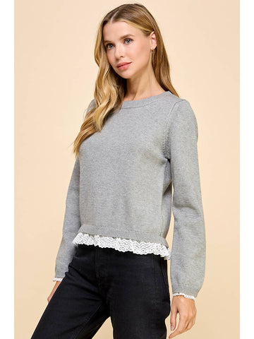 Grey Lace Sweater