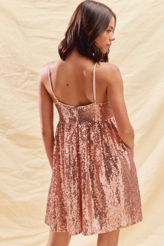 Sequin Bow Mini Dress