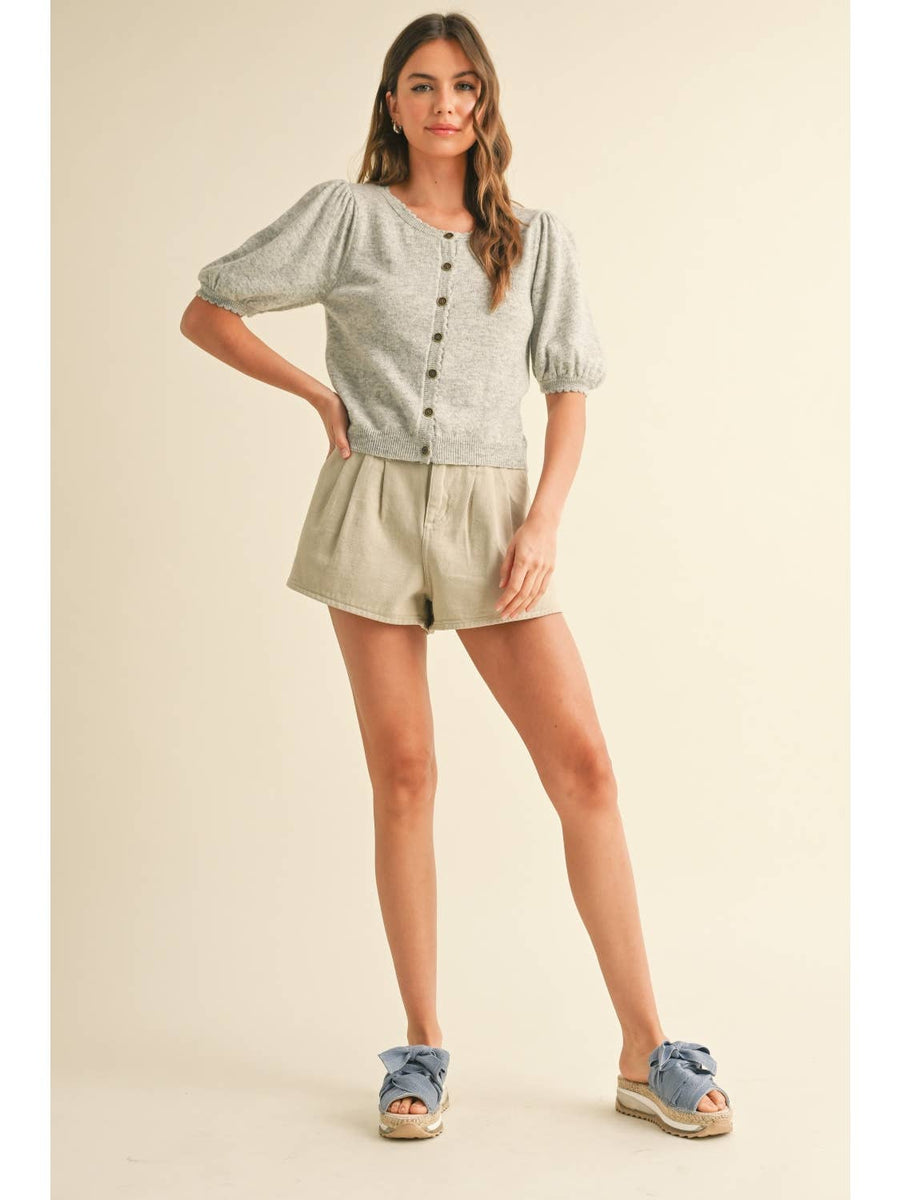 Grey Short Sleeve Cardigan