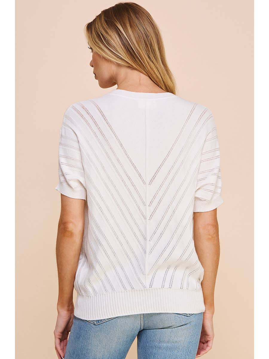 Chevron Pointelle Top