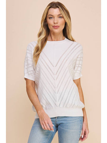 Chevron Pointelle Top