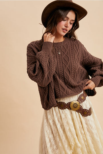 Hazelnut Cable Knit Pullover