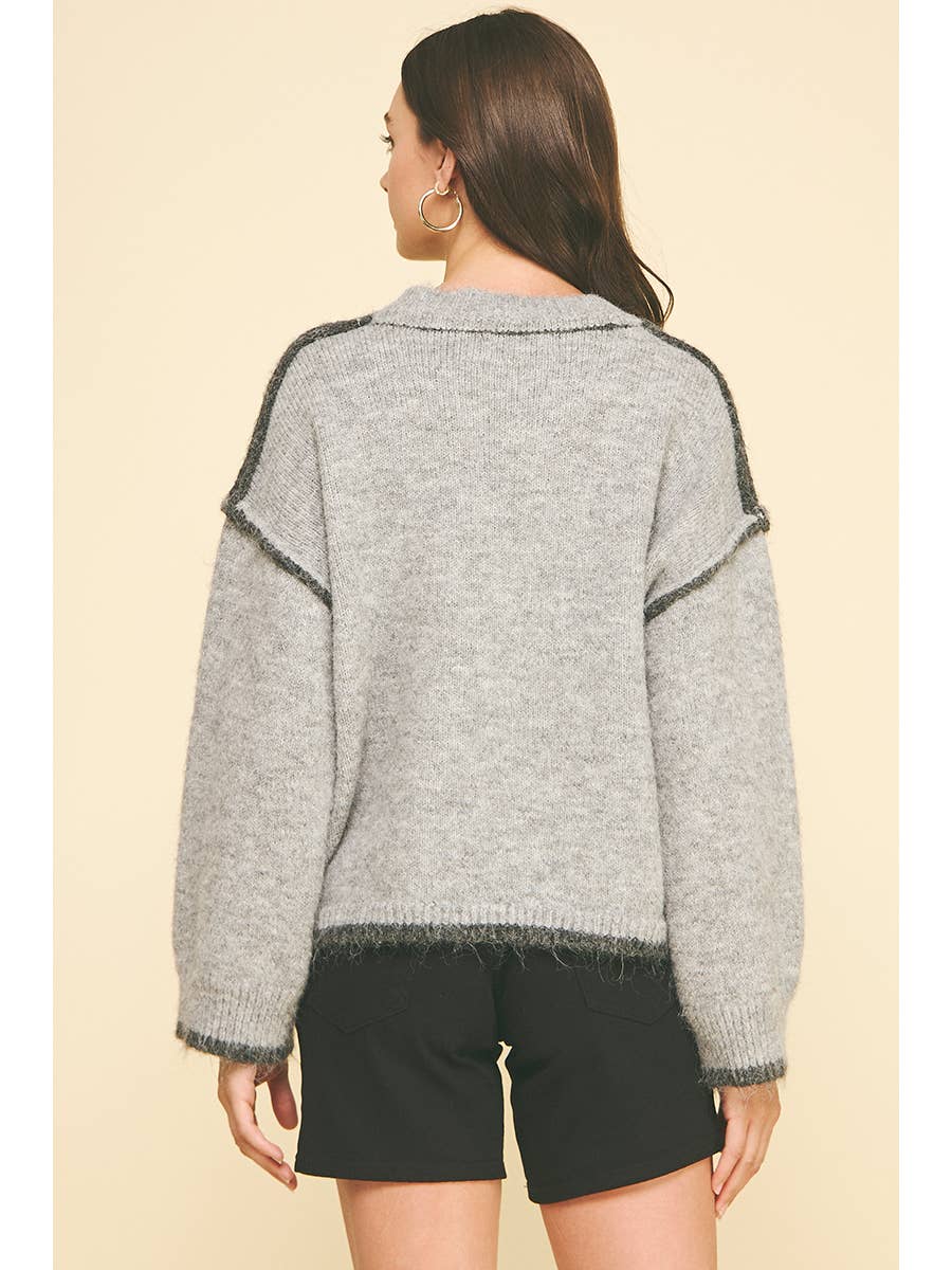 Grey Wrap Sweater