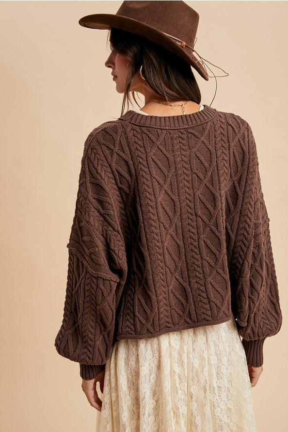 Hazelnut Cable Knit Pullover