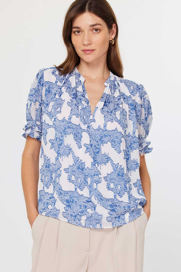 Blue Floral Blouse