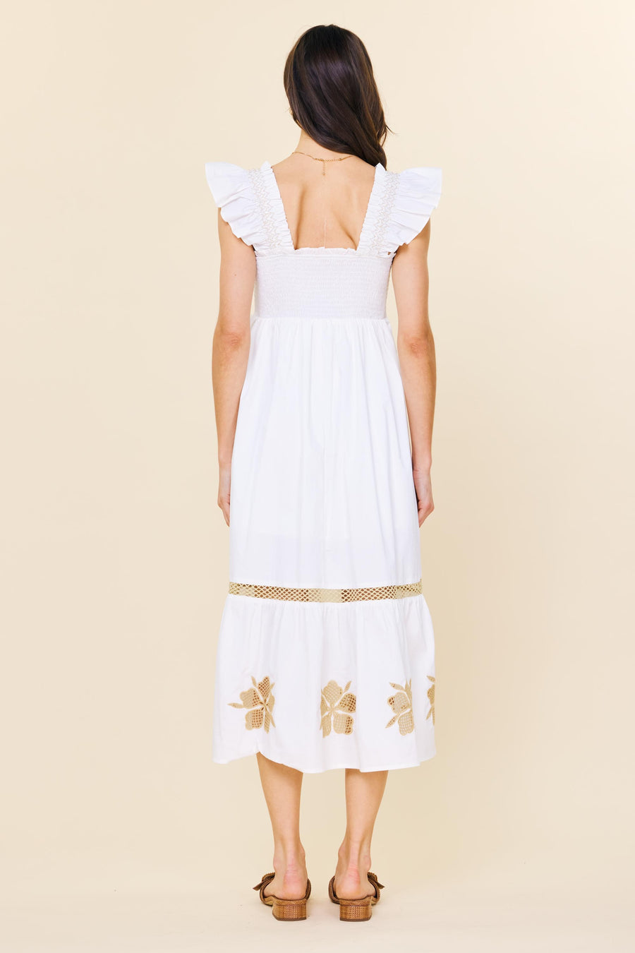 White Mesh Detail Dress