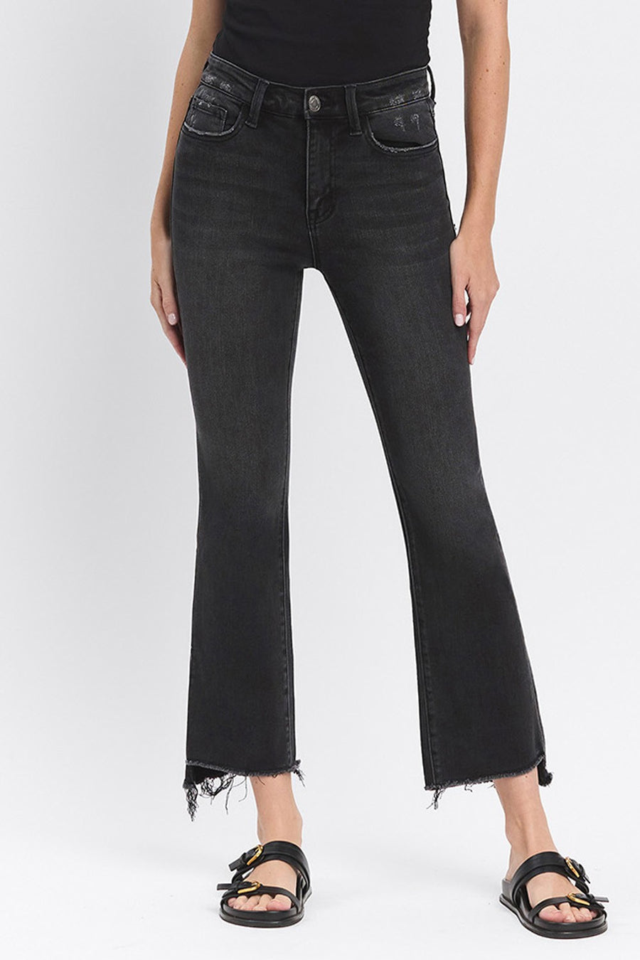 Raw Hem Flare Jeans