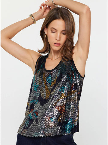 Abstract Metallic Sequin Tank