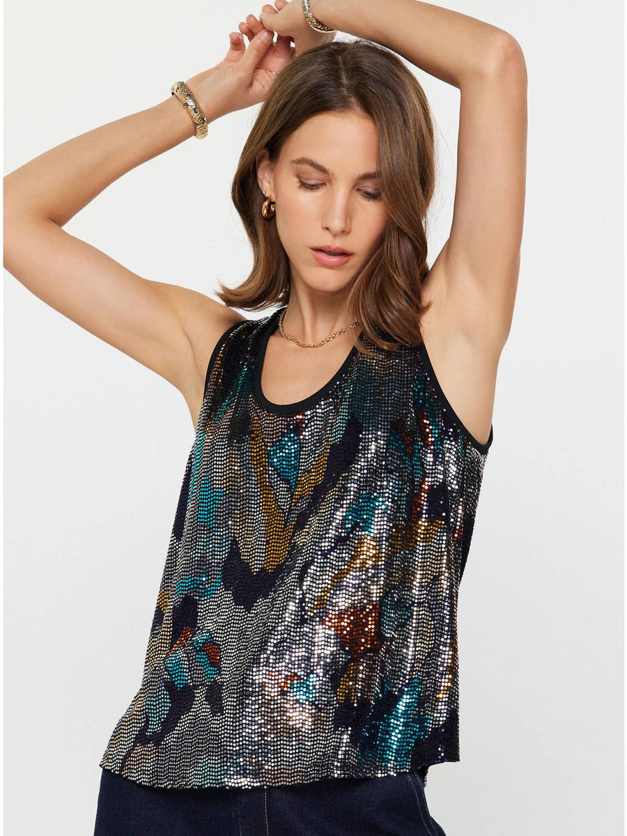 Abstract Metallic Sequin Tank