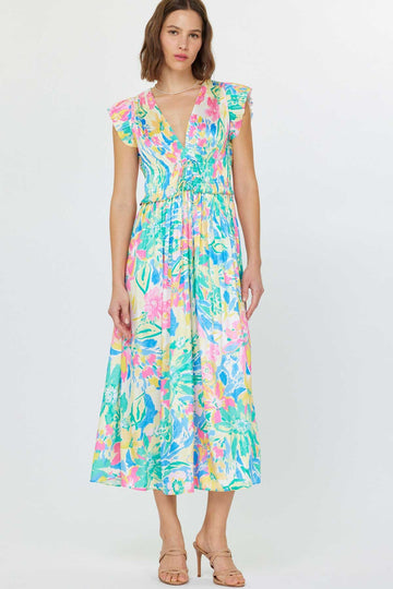 Floral Pleated Long Dress