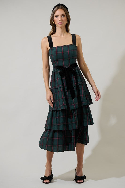 Plaid Tiered Dress