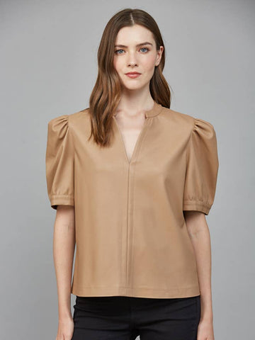Faux Leather Tan Top