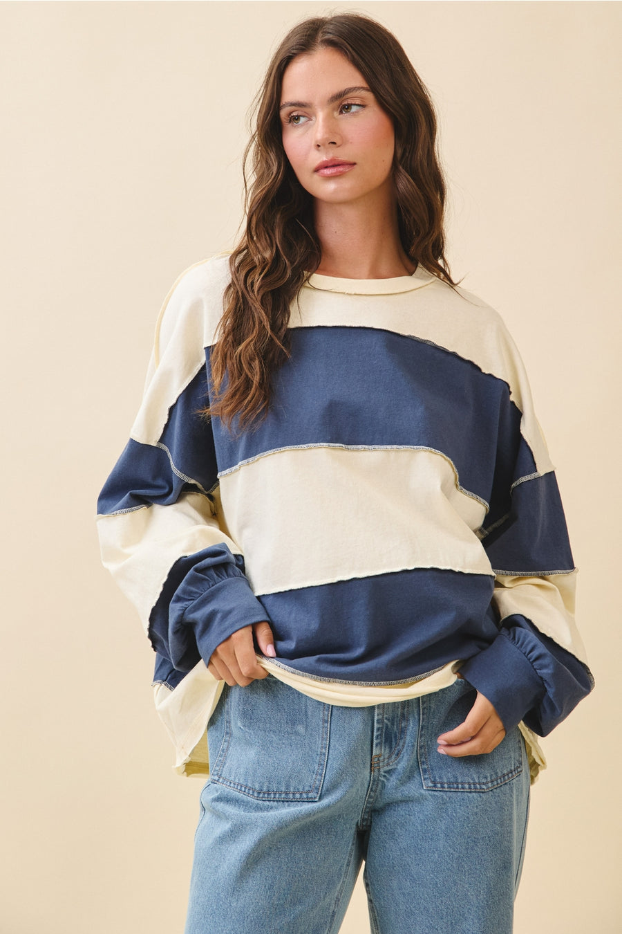 Navy Thick Stripe Pullover