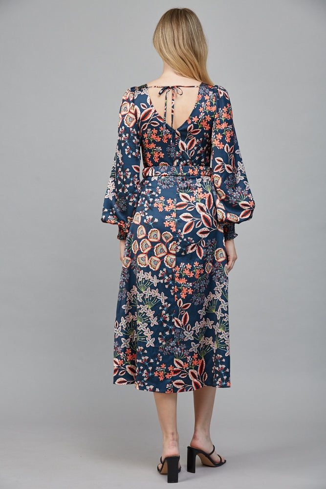 Balloon Sleeve Midi Dress