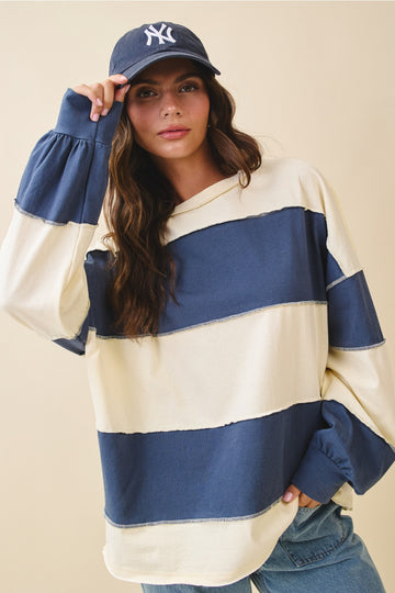 Navy Thick Stripe Pullover