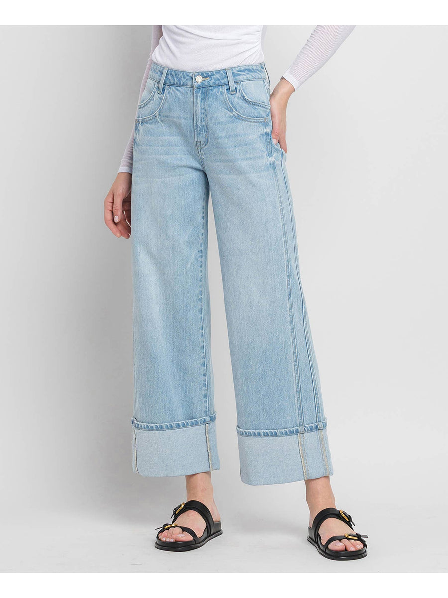 Cuffed Baggy Wide Jeans