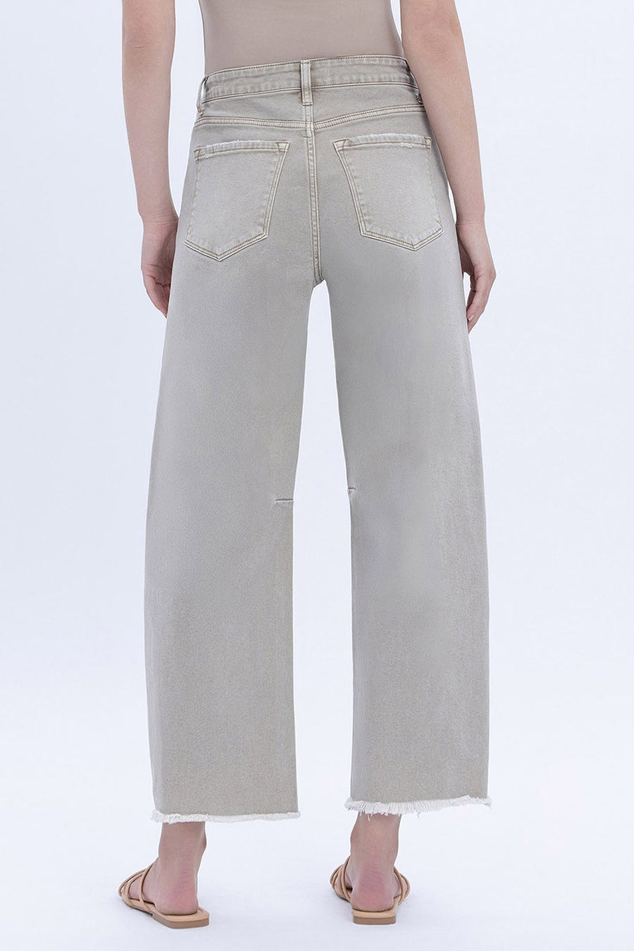Grey Frayed Barrel Jeans