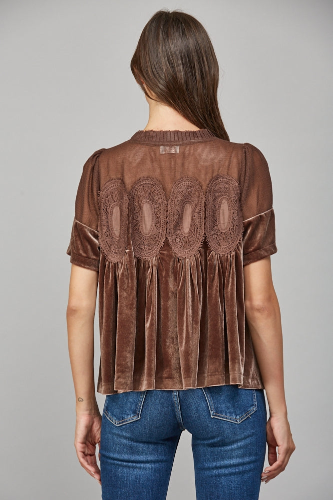 Brown Lace Babydoll Top